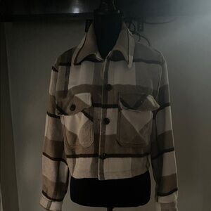 Love Tree Men's Checkered Jacket - Brown and White mini yaket